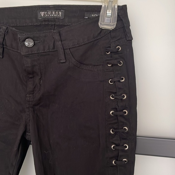Guess Black Jeans with side Grommets & Laces size 27 EUC - Picture 3 of 4
